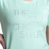 Astron – Half Sleeves Cotton Pista Green Color T-Shirt For Women